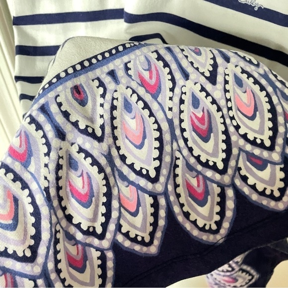 Lilly Pulitzer Beacon Mini Dress Serene Stripe Boatneck 3/4 Sleeve Pima Cotton M - Picture 7 of 9